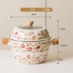 Nouvelle marmite à soupe profonde 6,5L 7,5L <span class=keywords><strong>en</strong></span> acier au carbone, cocotte vapeur émaillée double paroi, cuiseur vapeur alimentaire émaillé 2026 - Product Image 5