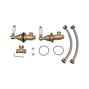 Rubinetto per Lavabo Antico a Doppia Maniglia, Acqua Calda e Fredda, <span class=keywords><strong>in</strong></span> <span class=keywords><strong>Ottone</strong></span> per <span class=keywords><strong>Bagno</strong></span> - Product Image 5