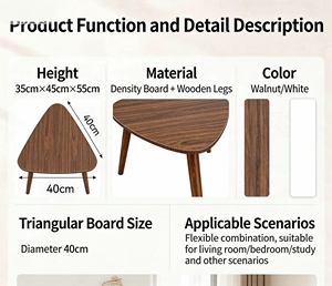 <strong>Nesting</strong> Sofa Side <strong>Tables</strong> <strong>Set</strong> <strong>of</strong> <strong>3</strong>, Triangular Wooden Accent <strong>Tables</strong> with Black Metal Legs for Living Room - Product Image 2