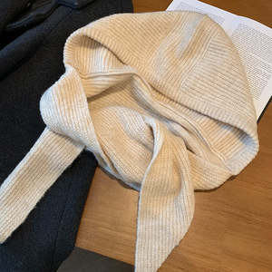 Chapeau en tricot uni, écharpe, <span class=keywords><strong>cagoule</strong></span>, nouvelle collection automne-hiver, pour femmes, chaud, en élasthanne/polyester, circonférence de la tête de 48 à 50 cm - Product Image 4