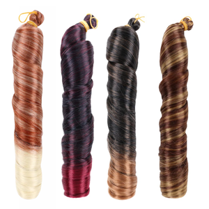 Extension <span class=keywords><strong>de</strong></span> cheveux synthétique en crochet <span class=keywords><strong>de</strong></span> style bobo bouclé soyeux français, 150g, teint, boucles lâches rebondissantes pour femmes noires - Product Image 5