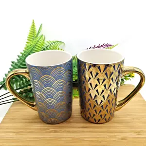 Plating Handle Ceramic Golden Coffee Mugs Cup Painted Gold Cup Customized Mug