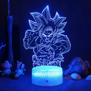 TAKARA TOMY-Lámpara led de escritorio para niños, juguete de luz nocturna 3d de Dragon Ball, Son Goku, 7/16 colores, para regalo de cumpleaños