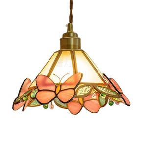 ShareDon Stained Glass Pendant <b>Light</b> Butterfly Design Retro Style E26 Single Head <b>Chandelier</b> - Product Image 4