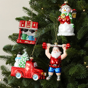 Ornamen Pohon Natal Plastik Cetak Tiup Grosir, Bentuk Santa Claus, Manusia Salju & Truk, Liontin Gantung - Product Image 6
