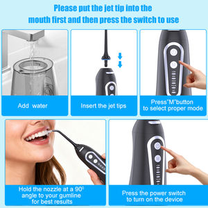 300ML Wassertank 6 Jet Tips Mund dusche Wiederauf ladbare Kabel IPX7 Wasserdichte Zahn reinigung Zahn wasser flosser - Product Image 4