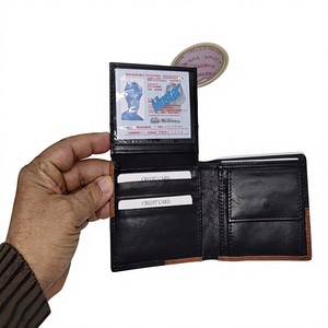 Premium <b>Black</b> Genuine Leather <b>Men's</b> <b>Wallet</b> 5 Inch Waterproof Embroidery Customized Letter Logo Star Gift Fashion Style Open - Product Image 4