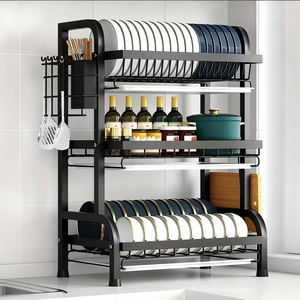 Égouttoir à vaisselle avec plateau de drainage, organisateur de rangement de <span class=keywords><strong>cuisine</strong></span> avec porte-baguettes, porte-couteaux et <span class=keywords><strong>support</strong></span> pour planche à découper - Product Image 3