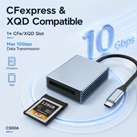 Lector de Tarjetas USB 3.2 Gen2 CFe Tipo-C de 10 Gbps, Lector de Aluminio de Alta Velocidad para NVMe-SSD, CFexpress y XQD, para Cámaras y Portátiles