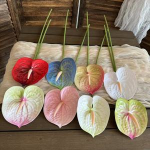 Flor de simulación de Anthurium con sensación de una sola mano, película 3D de flamenco grande, banquete de boda, arreglo de flores falsas, Escena de Pascua - Product Image 2