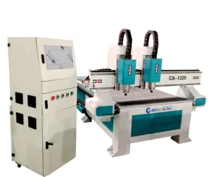 Fornecimento de fábrica máquina roteadora cnc de madeira CA-1325 4 eixos cabeça dupla para pvc pdf mdf etc