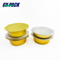 Conteneur alimentaire en aluminium vert, mini, rectangulaire, compatible four, 200 ml, avec couvercle en plastique, pour emballage de pâtisserie