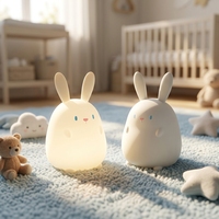 Lampe de chevet LED en silicone en forme de lapin de dessin animé, rechargeable par USB, avec contrôle tactile et minuterie, pour la décoration et l'entraînement au sommeil