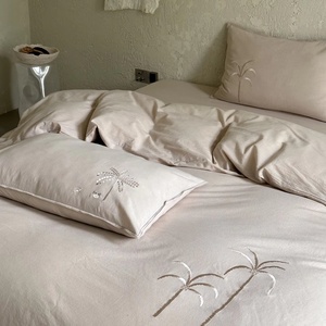 Siêu mềm Duvet cover Set Luxury Cotton Linen 4 cái Vua Kích thước thêu nhà máy bộ đồ giường Set Cotton Linen tấm ga trải giường thiết lập cho nhà - Product Image 3