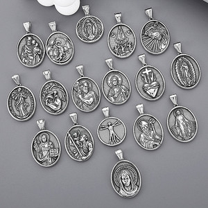 Joyería de acero inoxidable, accesorio de retrato de moda, colgante de marca redondo para hombre de acero inoxidable estilo Punk retro <span class=keywords><strong>Maria</strong></span>. - Product Image 2