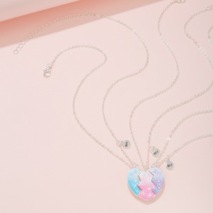 Venta caliente gradiente Color amor Patchwork collar magnético dulce BFF Color bloque buen amigo collar conjunto - Product Image 4
