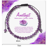 Bracelet pour femmes en cristal de 4 mm tissé à la main, grenat naturel, améthyste, citrine, bracelet en pierre naturelle avec ensemble de cartes