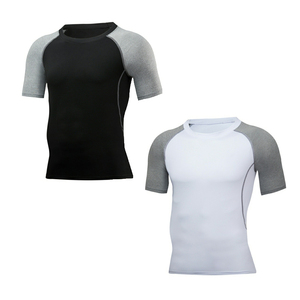 JINQI Custom Logo t-shirt Relax Fit poliestere elastina aderente da <span class=keywords><strong>uomo</strong></span> aderente senza cuciture sottile Running Compression Gym Fitness Tshirt - Product Image 1