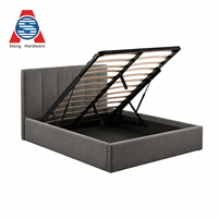 Cadre de lit moderne en acier taille Queen avec rangement à levage hydraulique, conception durable, fonctionnement silencieux pour hôtels et chambres parentales