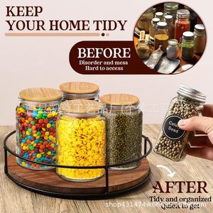 Cross-border wrought iron storage tray, kitchen soy <b>sauce</b> and condiment tray, wooden multi-purpose bathroom toiletries storage - Product Image 3