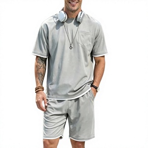 Vente en gros directe d'usine, ensemble de vêtements pour hommes, t-shirt et short baggy 2 pièces, tenue décontractée d'été, ensemble de survêtement, 100% coton, 220 GSM - Product Image 4