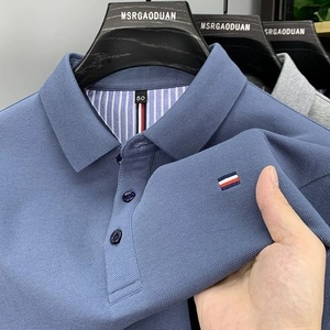 Maglietta Casual a manica lunga per Polo <span class=keywords><strong>da</strong></span> uomo tinta unita 180g lavorata a maglia primavera autunno con colletto ricamato ampio in poliestere/cotone - Product Image 2