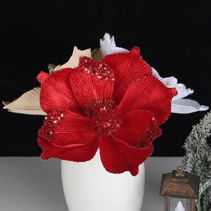 Flores Navideñas Artificiales de Tres Capas con Polvo Dorado, Decoración para Árboles de Navidad, Ramilletes Florales, Accesorios al por Mayor - Product Image 2