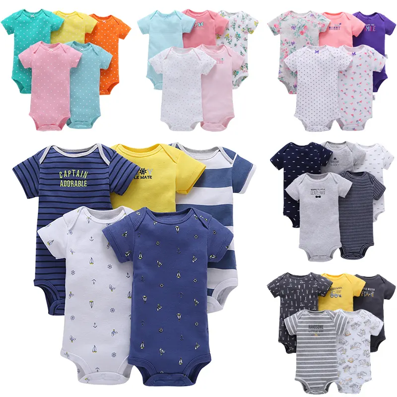 Custom OEM 100% Cotton Boys Girls Jumpsuit Boutique Infant Clothing Sets Baby Rompers