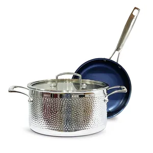 ファクトリーキッチンステンレス鍋とフライパンセット調理器具セットキャセロールヘルシーブルーノンスティックフライパン