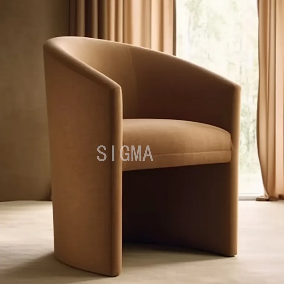 Hot Sale Leisure Armchair Modern Backrest White Fabric Wood Dining Chair