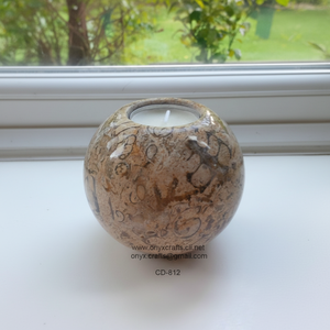 Bougeoir rond en marbre pour photophore, 3 pièces - Product Image 1