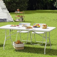 Table et chaises pliantes portables d'extérieur en gros, table de pique-nique rectangulaire pliable en plastique de 120 cm pour banquets