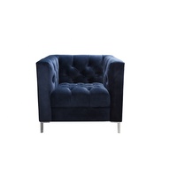 Versátil Estilo Europeo Diseño de lujo Terciopelo azul con mechones individual futón 3 + 2 + 1 sofá cama sofá Cum muebles