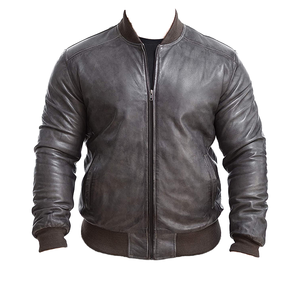 Veste en cuir décontractée pour homme d'âge mûr à col montant, motif à pois, fermeture éclair, printemps, ODM, respirante, coupe-vent - Product Image 2