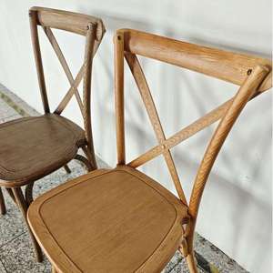 Silla de Resina Apilable Vintage para Banquetes y Bodas con Respaldo Cruzado de Plástico Natural para Venta Directa - Product Image 6