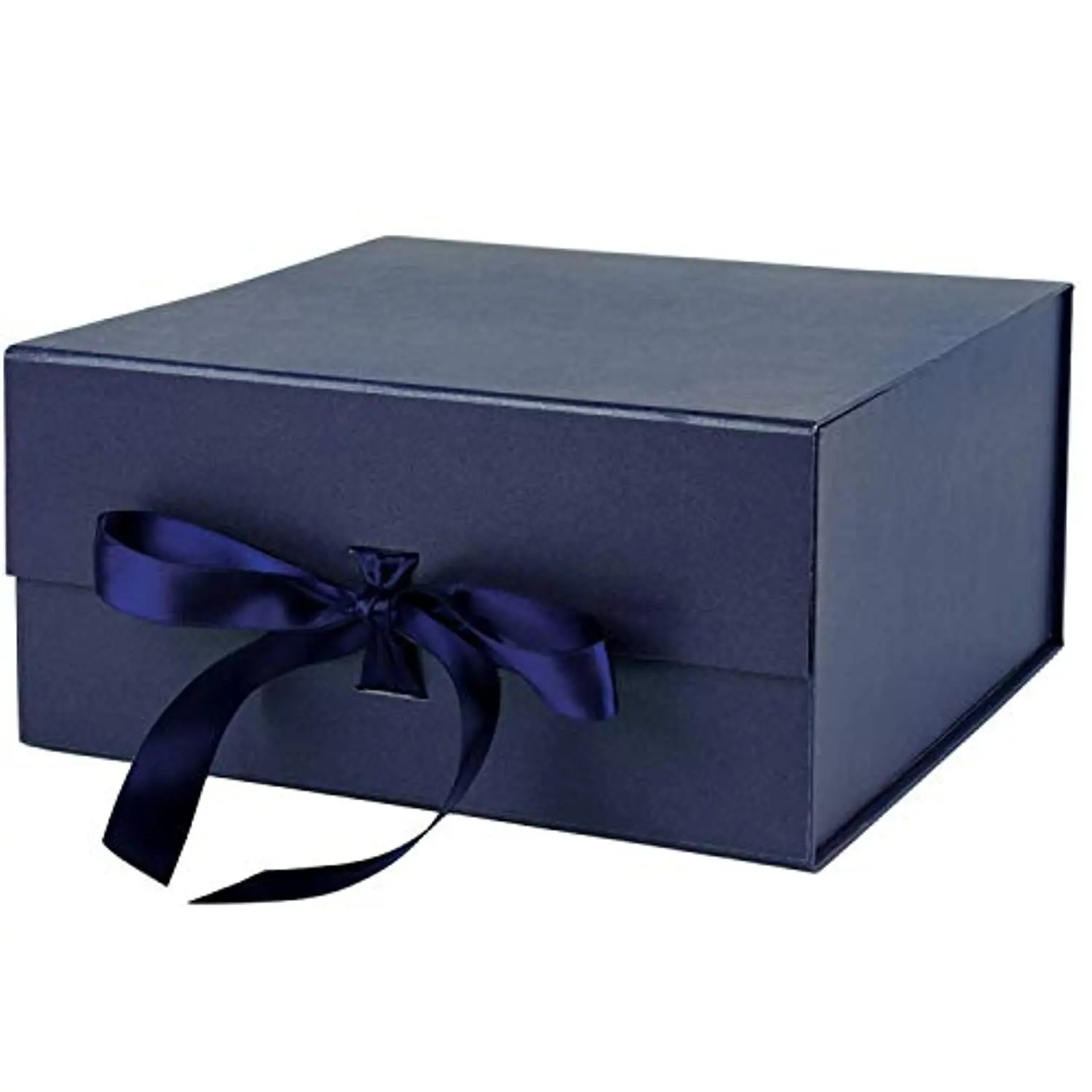 Kotak Hadiah Dilipat Magnetik Atas Keras Mengkilap Biru Navy Royal Kemasan Kotak Kertas Biru Laut