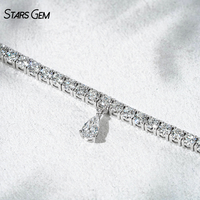 Bracelet tennis unisexe tendance Starsgem, diamant de laboratoire rond brillant de 3,65 ct, 2,4 mm, or blanc 18 carats plaqué rhodium
