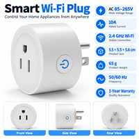 Stop Kontak Pintar WiFi Standar AS, 10A 2400W dengan Kontrol Suara dan Timer, Kontrol Jarak Jauh via Aplikasi, Bersertifikasi FCC dan RoHS, Berfungsi dengan Alexa dan Google Home