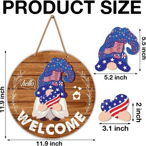 Plaque de porte interchangeable moderne en MDF avec gnome de jardin pour toutes les saisons, décoration de vacances - Product Image 3