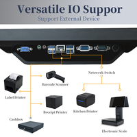 Caisse enregistreuse tout-en-un de bureau avec écran tactile capacitif de 15 pouces, processeurs Intel I3/I5, Windows 10, garantie d'un an