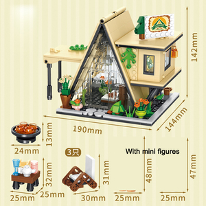 Moc City Street Sweet Coffee Flower Librairie Boutique Village Magasin Maison Tente STEM Architecture Jouets Kit Cadeau d'anniversaire Bloc de construction - Product Image 5