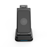 Support de chargeur sans fil magnétique pliable portable 3-en-1, charge rapide pour plusieurs appareils simultanément, design léger