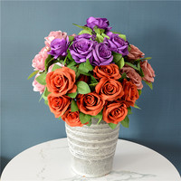 Bouquet de roses artificielles de mariage en soie à 10 têtes, entièrement approvisionné, bouquet de roses blanches pour la décoration de fête de mariage