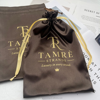 Sac de rangement en satin marron chocolat personnalisé avec cordon de serrage pour accessoires de cheveux, vêtements, chapeaux, chaussures, lingerie, sac anti-poussière en satin
