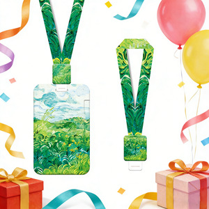 Oil painting <b>ID</b> card retractable neck strap, night card <b>holder</b>, meal card, access card, subway card, student <b>ID</b> lanyard - Product Image 1