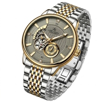 Montre squelette mécanique automatique de luxe, aiguilles lumineuses, bracelet en acier inoxydable, étanche 30M, style business décontracté