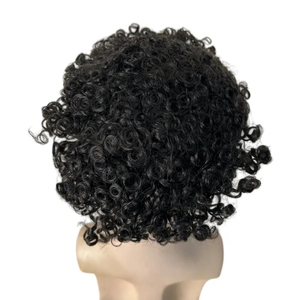 Prothèse capillaire pour hommes 16mm, <span class=keywords><strong>cheveux</strong></span> Remy <span class=keywords><strong>bouclés</strong></span> crépus, avec base en PU à peau fine et ligne de <span class=keywords><strong>cheveux</strong></span> naturelle, perruque en silicone - Product Image 5