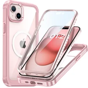 Offre Spéciale d'usine nouveau protecteur d'écran intégré anti-poussière anti-abrasion antichoc rose foncé créatif pour les étuis iPhone 15/15plus