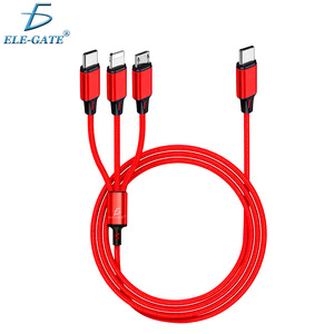 สายชาร์จ ELE-GATE USB C เป็น 8 พิน 3 in 1 ชาร์จเร็ว ถ่ายโอนข้อมูลได้ ใช้งานร่วมกับสมาร์ทโฟนและแท็บเล็ต พร้อมดีไซน์สายถักไนลอน - Product Image 1