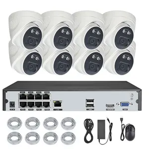 Xmeye 4 8ch 8mp Ip Actieve Afschrikking Poe Nvr Cctv-Systeem Oem Tweerichtingsaudio-Beveiliging Bullet Netwerk Camera Cctv 4K Poe Nvr Kit